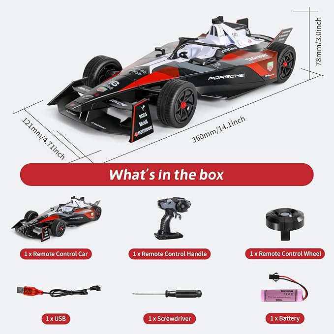 MIEBELY Remote Control Car - 1/14 Scale Authentic Licensed Porsche Formula Rc Race Car,2.4GHz 3.7V 500 mAh Toys, Racing Hobby Car Model Ideal Gifts for Adults Kids Boys Girls