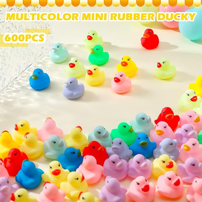 Seematn 300 Pieces Mini Rubber Duck in Bulk Bath Toys Set Bulk Mini Colorful Ducks Baby Shower Toy Birthday Party Decorations Favors Gift Summer Beach Pool Activity Carnival Game