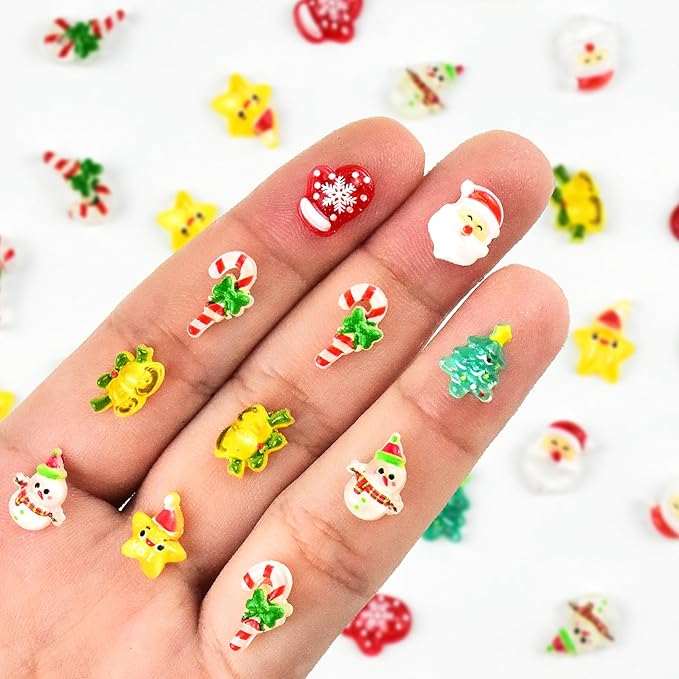 200 Pieces Tiny Christmas Decor for Dollhouse Micro Resin Decor for DIY Crafts Mini Things for Fairy Garden Micro Landscaping Decoration