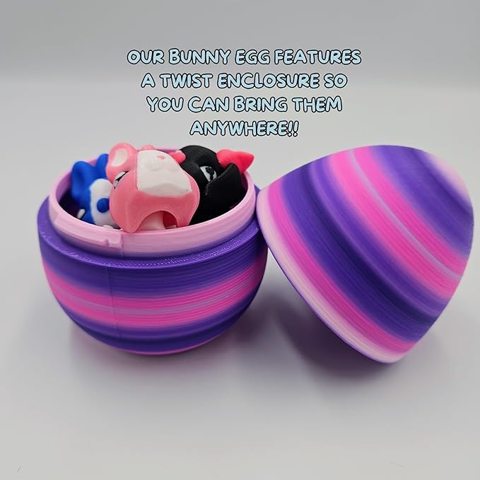 Bunny Eggs Collectible Figurines - Includes 3 Unique Articulating Bunnies - Articulating Design - Easter Eggs, Educational, Stress, Anxiety, ADHD Relief