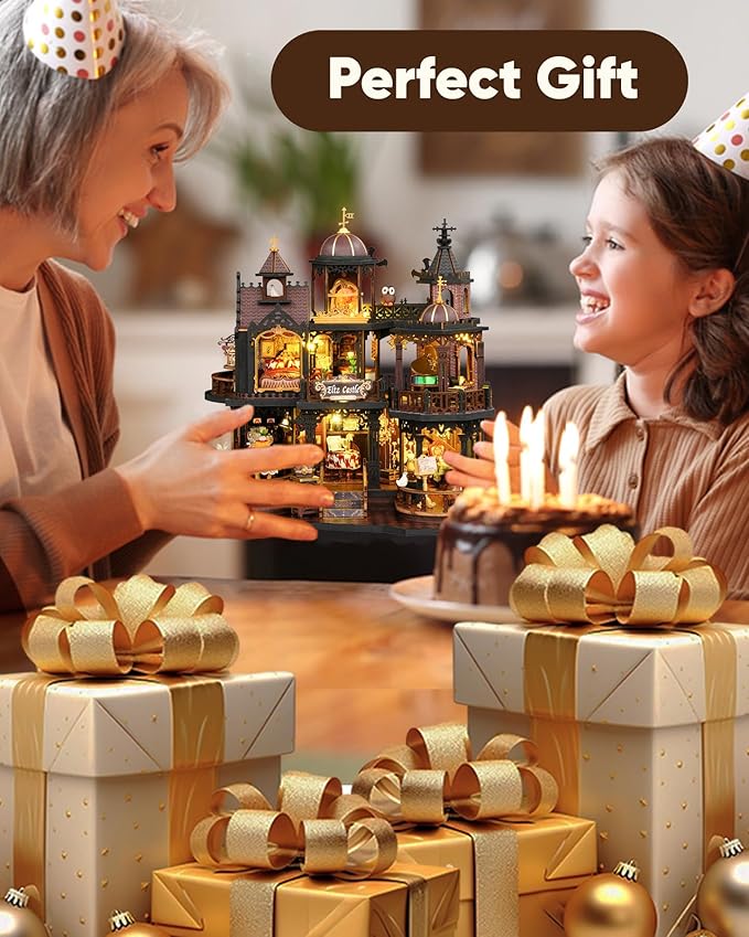 DIY Miniature House Kit, DIY Dollhouse Kit for Adults to Build, Mini House Kit with LED, Mayberry Street Miniatures, Ideal Gifts for Birthday, Halloween Christmas(Magic Eltz Castle)