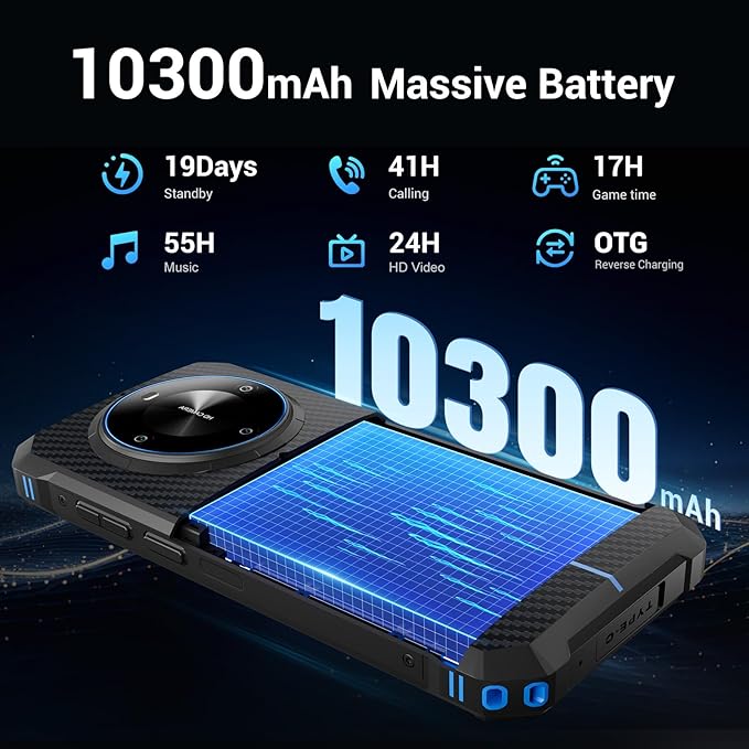 FOSSIBOT F105 Rugged Smartphone Unlocked,10300mAh Battery,20MP+8MP Waterproof Phones,12+64GB/128GB Storage 6.745” HD Display Display,IP68/IP69K/Dual Sim/2026 Green