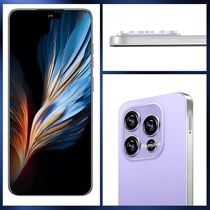 OEJBK 16PROMA X Smartphone New Upgrade 16GB+512GB/6.99" Display 68+108MP Zoom Camera,Tempered Glass Finish, 7000mAh Android 14 Smartphone (Purple)