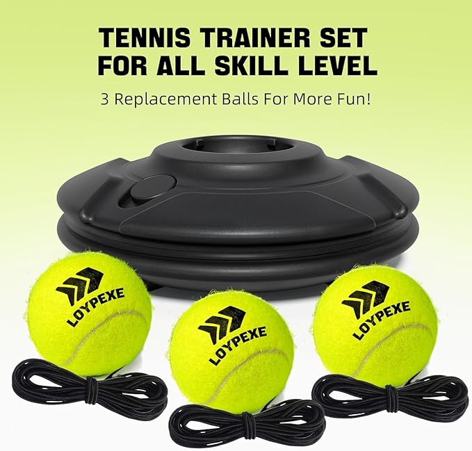 Tezewa Tennis Trainer Set Tennis Practice Rebounder with String Solo Tennis Trainer Practice Equipment Several Replacement Rebound Balls Portable Tennis Practice Equipment for Adults Kids