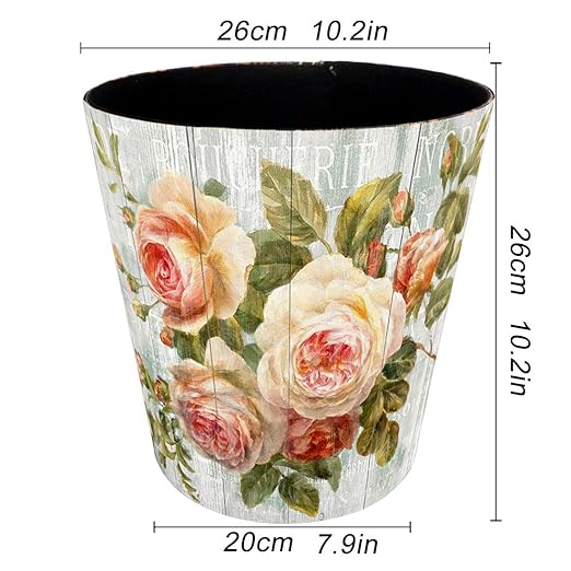 Scakbyer 10L Wastebasket Retro Decorative Trash Can Waterproof PU Leather Wastebasket Without Lid for Kitchen, Office, Living Room, Bedroom