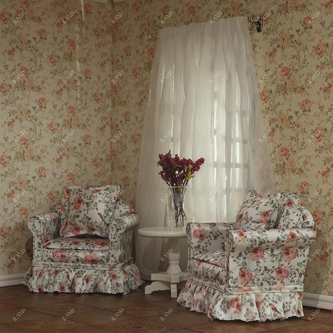 iLAND Dollhouse Wallpaper, Nice 1/12 Scale Accessories & 1/6 Scale Accessories for DIY Dollhouse Décor, 39 * 15.7inch Beautiful Doll House Wall Paper w/Harmonious Proportions & Realistic Touch