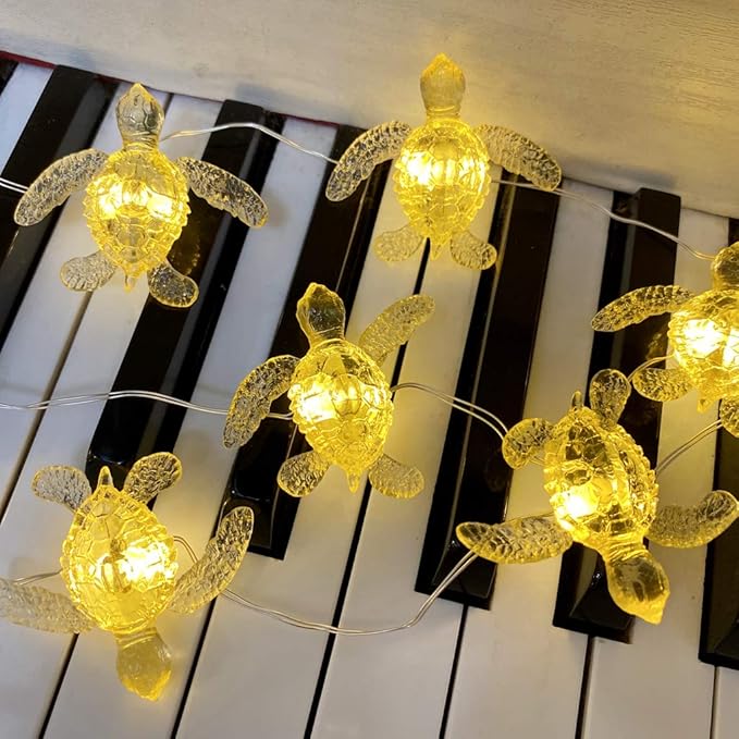 JASHIKA Sea Turtle Fairy Lights Ocean Theme String Lights Indoor-Cute Beach Light USB Plug in & Battery Operated 10ft 30 LEDs with Remote Control- Decorative Lights for Christmas Tree Bedroom Camping