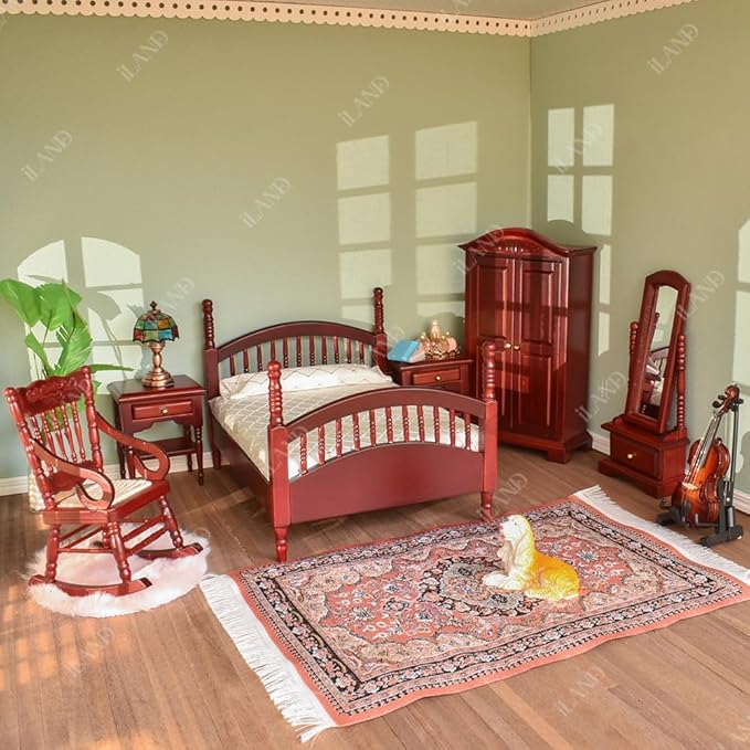 iLAND Dollhouse Flooring 17”x11” 2pcs, Miniature Dollhouse Accessories fit Dollhouse Furniture on 1:12 Scale and 1:6 sacle (Classic Walnut)