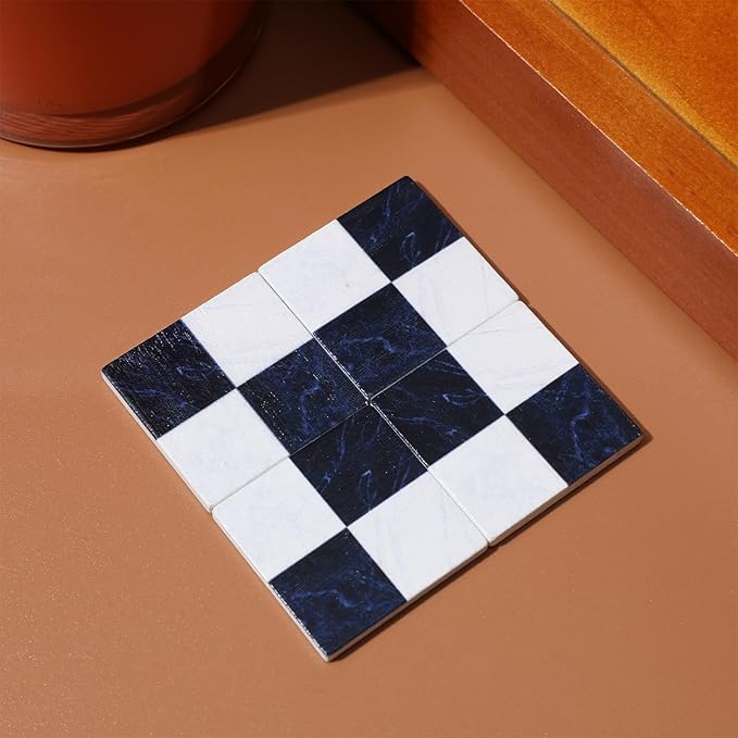 NUOBESTY 27Pcs Dollhouse Flooring, Black and White Checkered Miniature Doll House Floor Tiles Wood Flooring Squares 1:12 Scale Tiny Floor Sheets for Dollhouse Bathroom Kitchen, DIY Crafts, Photo Prop
