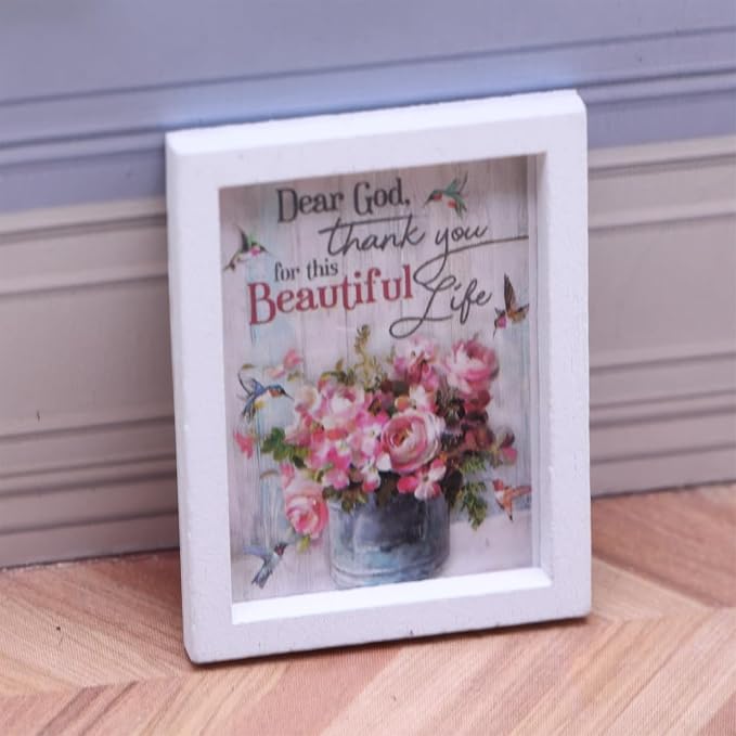 Dollhouse Miniature Picture Frames Set, 1:12 Scale Nursery Decor, Miniature Wall Art, Photo Frame Accessories (Set of 4)