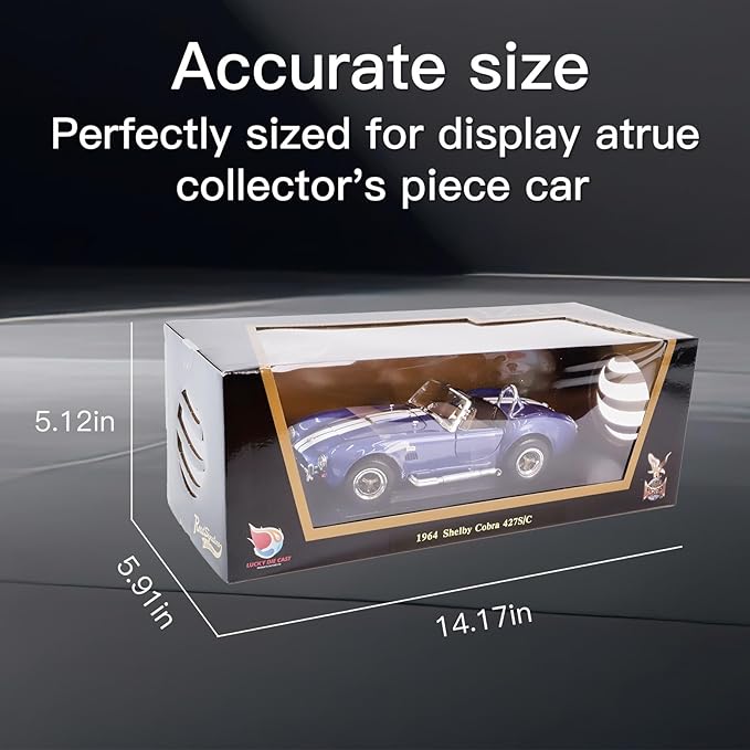 1964 Shelby Cobra 427S/C 1:18 Diecast - 7.0L V8 Semi-Competition | Opening Doors, Steering Linkage, Premium Gift Box | Ages 14+,Blue