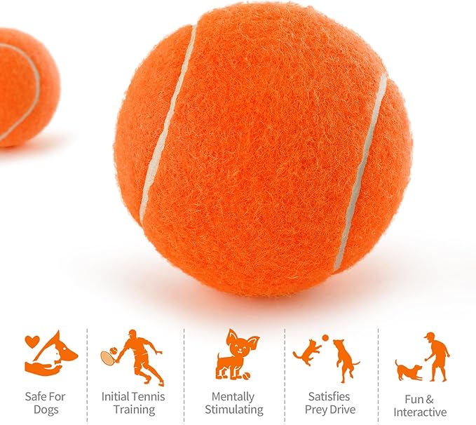 PHOEPET 6-Pack Tennis Balls for Beginner Training Practice- Bulk Dog Balls for Fetch Chew Toys(Orange)