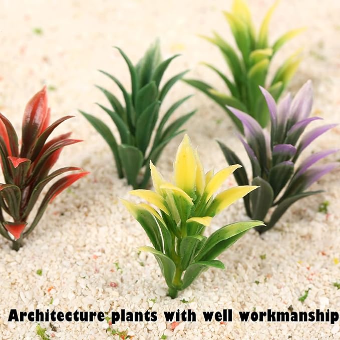 Yetaha 100PCS Mixed Model Plants, Colorful Flowering Plants, Railway Park Garden Scene Architecture Ornament Scenery, Railroad Layout Scene Decoration