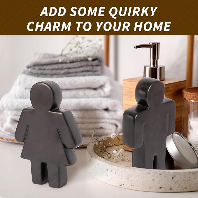 Defined Deco Ceramics Figures Decorative Objects, Funny Bathroom Decor for Shelves, Cute Modern Black Bookshelf Decor