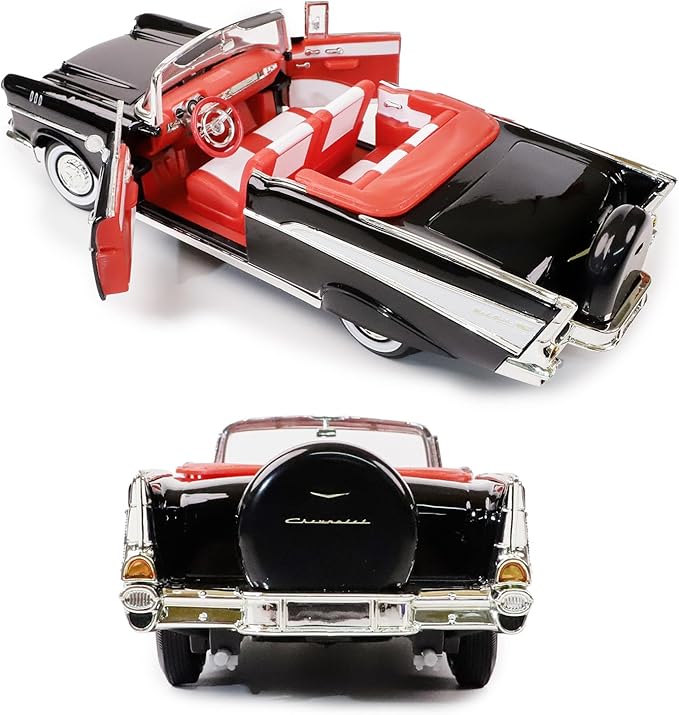 1957 Chevrolet Bel Air 1:18 Diecast - Ramjet 283 Fuel Injection, 50s Car Culture Icon | Opening Doors, Steering Linkage, Sustainable Gift Box | Ages 14+,Black