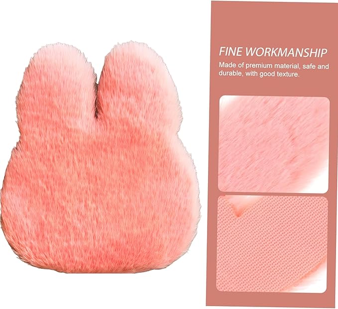 1:12 Scale Miniature Dollhouse Rabbit Rug – Soft Pink Faux Fur Carpet, Cozy Bedroom & Living Room Accessory for Dollhouse Decoration, Mini Scene Layout, DIY Display & Micro Landscape Décor (C)