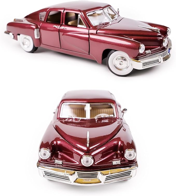 1948 Tucker Torpedo 1:18 Diecast Model Car - Cyclops Headlight, Opening Doors, Steering Linkage | Premium Gift Box, Man Cave Decor | Ages 14+,Burgundy