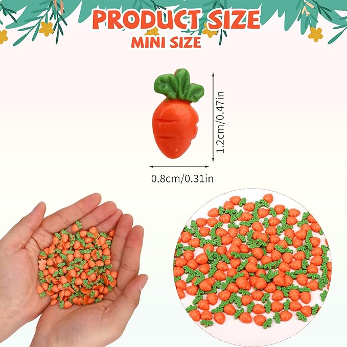 210pcs Mini Carrots, Resin Mini Easter Carrot Decor for Crafts Small Tiny Resin Decoration Supplies Easter Ornaments Home Office Micro Landscaping Party Decorations