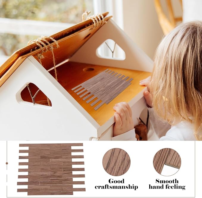 Totority Miniature Dollhouse Flooring 40 Pieces Faux Wood Grain Floorboards 3.93X0.59 Inch Mini House Accessories for 1 12 Scale Model Room Decoration and Kids Bedroom Accessories