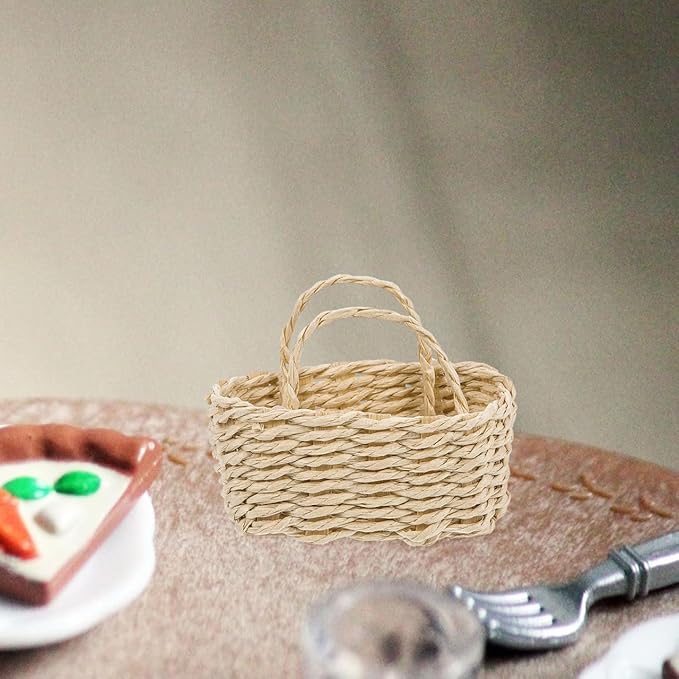 Baluue 3pcs 1:12 Scale Mini House Storage Basket Wicker Basket for Dollhouse Decor