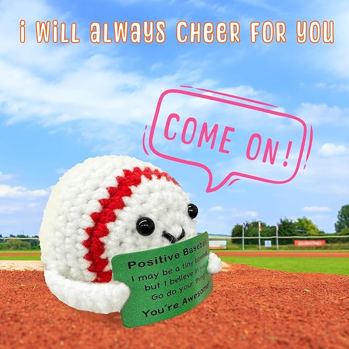 Zelaxeyi Funny Crochet Mini Baseball Gift for Baseball Lovers,Birthday Gifts for Men Women Baseballs Players Emotional Support Crochet