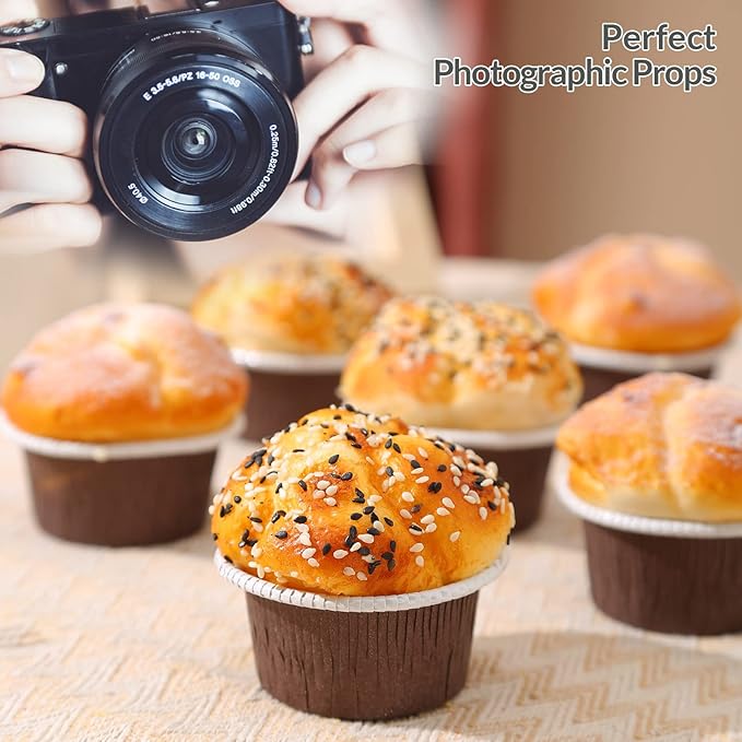 Joeabor Fake Cupcakes, Artificial Cupcakes for Display, Realistic Fake Food, Artificial Cake Fake Desserts Pastries for Decoration, Decorative Faux Cakes Set C 6 Pack