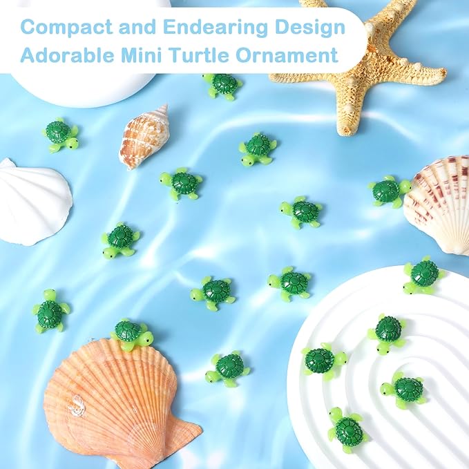 60Pcs Mini Resin Turtles, Green Tiny Turtle Figurines, Small Resin Animals for Garden, Aquarium, DIY Crafts and Party Ornaments