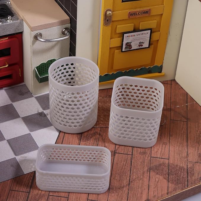 1:12 Scale Dollhouse Miniature Storage Basket, Plastic Laundry Basket, Bathroom Furniture Accessory