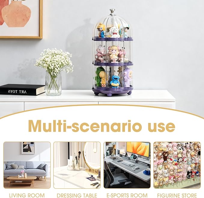 3 Layer Transparent Doll Display Box, Doll Display Stand for Pop Mart Collectibles Action, Dust-Proof, All-Round Display of Dolls Lego (3 Layer)