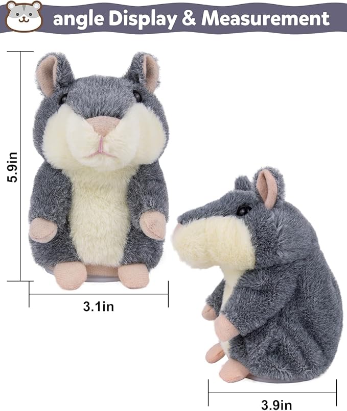 Ayeboovi Kids Toys Talking Hamster Repeats What You Say, Toy for 2 3 4 5 Years Old Boys Girls Birthday Gift, Stocking Stuffer for Toddler Kids Autism Fun Stuffed Animals Interactive Plush