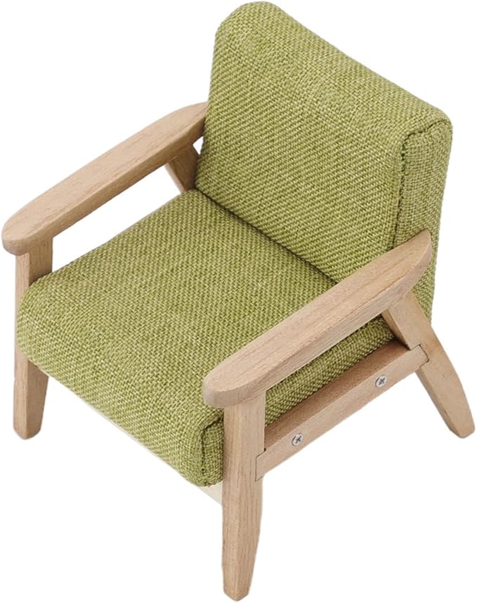 Dollhouse Furniture, Doll House Miniature Sofa Hand Painted Single Lifelike Modeling Decoration for 1 : 12 Doll House (Grass Green)