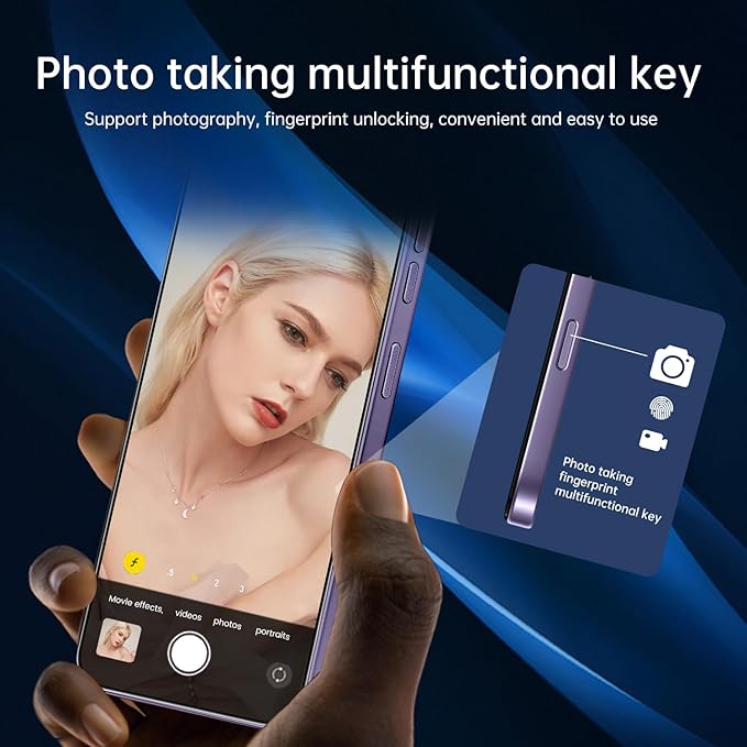 JQAKP 16PROMA X 5G Phone,Smartphone Unlocked Cell Phone 16GB+512GB/6.99“ HD Screen Display/68MP+108MP Camera/7000 mAh, Dual SIM Card/Face Unlock/Fingerprint Button Unlock (Dark Purple)