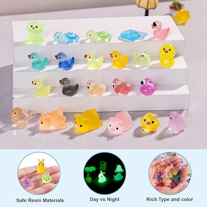 120pcs Tiny Resin Animals Figures to Hide Mini Resin Animals Bulk for Miniature Fairy Garden Accessories Micro Landscape Aquarium Potted Decoration