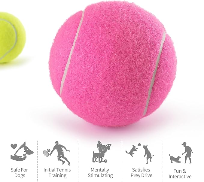 PHOEPET 6-Pack Tennis Balls for Beginner Training Practice- Bulk Dog Balls for Fetch Chew Toys(Mix Colors)