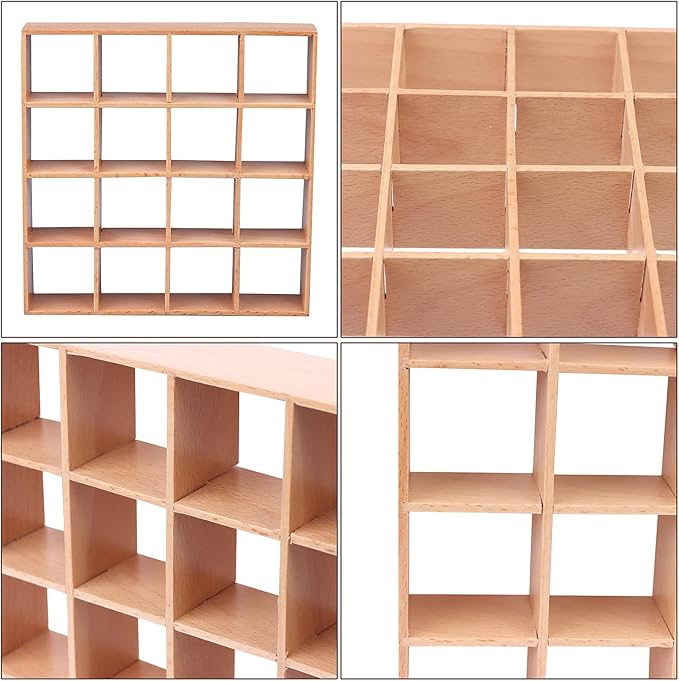 1: 12 Dollhouse Miniature Wooden Storage Rack 16 Grid Shelves Doll House Wall Rack Bookshelf Display Dollhouse Furniture Accessories
