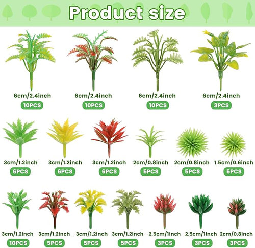 100pcs Mini Model Trees Miniature Plants Model Rainforest Railroad Miniature Basing Material Artificial mini Plants for DIY Crafts, Garden Scenery Railway Sand Architecture Building Model