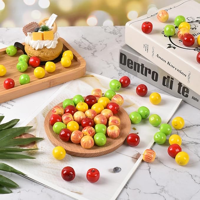 80PCS Artificial Mini Apple Foams Apples Artificial Fruit for Home House Grocery Photography Party Decoration (4 Color)