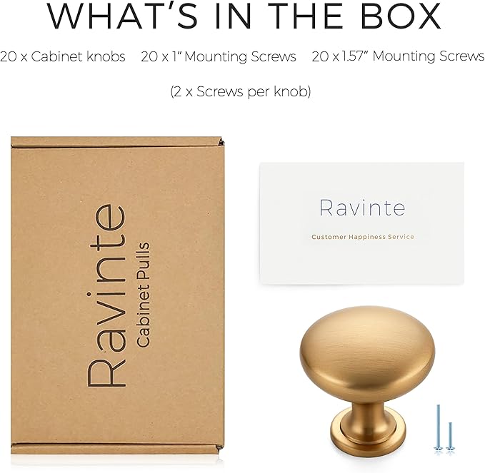 Ravinte 20 Pack Champagne Bronze Round Zinc Cabinet Knobs for Kitchen Bathroom Closet Dresser Cabinets