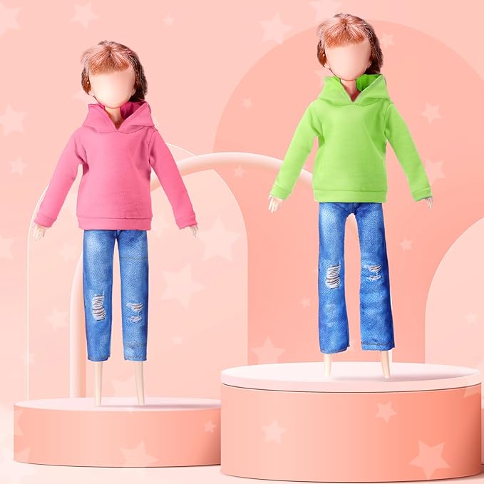 Bencailor 8 Pieces Winter Doll Clothes Girl Accessories Cotton Christmas Sweaters Denim Pants Regular Outfit Clothing(Lemon Green, Blue, Pink, Purple,11.5 Inch Doll)