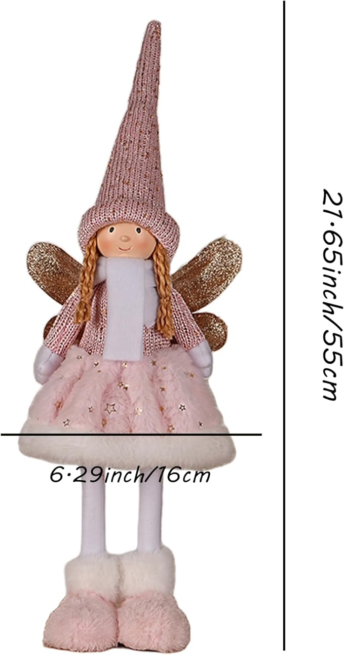 Dedrian11 Christmas Indoor Decor Fabric Angel Doll, Festive Elf Figurine with Whimsical Charm,Ornament & Gift for Women, Christmas Tree Decor & Home Accent (Pink)