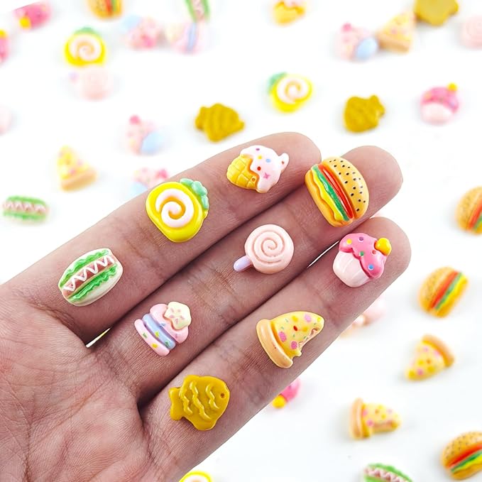 100 Pieces Tiny Food for Dollhouse Miniatures Resin Things for Crafts Mini Food for Dollhouse Mini Kitchen Micro Landscaping Decoration