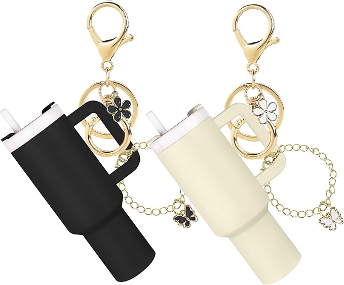 ERTUNA Mini Tumbler Keychain Accessories for Stanley Cup, 2 Way Cute Charms Chapstick Lip Balm Holder for Women Purse Handbag
