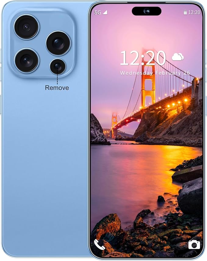 Huness I16PROMAX 16+1TB Smartphone Unlocked Cell Phone,6.99" HD Screen Unlocked Phones,Battery 7000mAh Android 14,Face ID/Fingerprint Button unlock/Photos/5G/Dual SIM/GPS (Blue, 16+1TB)