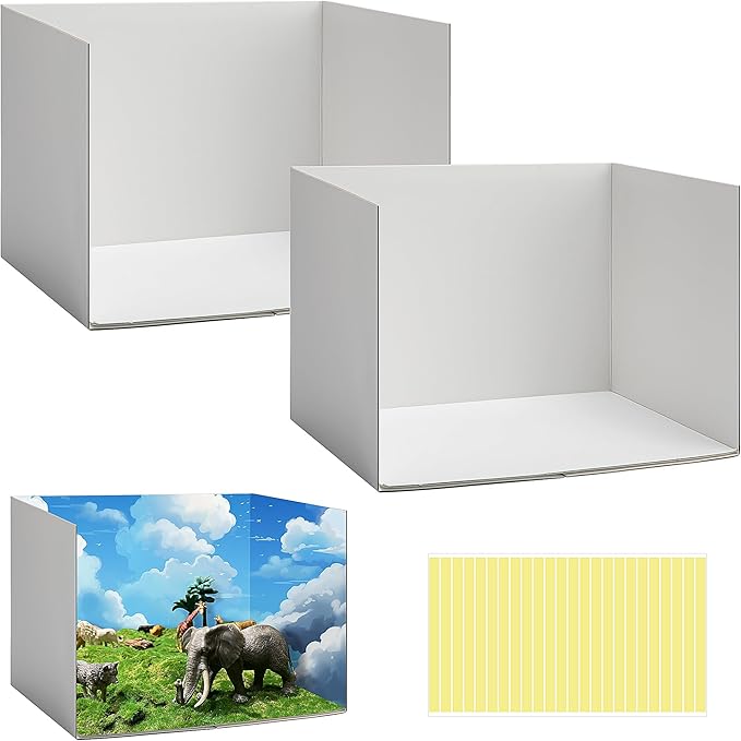 codree 2 Pcs Cardboard Diorama Kit, Diorama Box for Display, Diorama Project Supplies Display Case with Double Sided Tapes for DIY Crafts Toys, 11.8 x 8.7 x 8.3 Inch