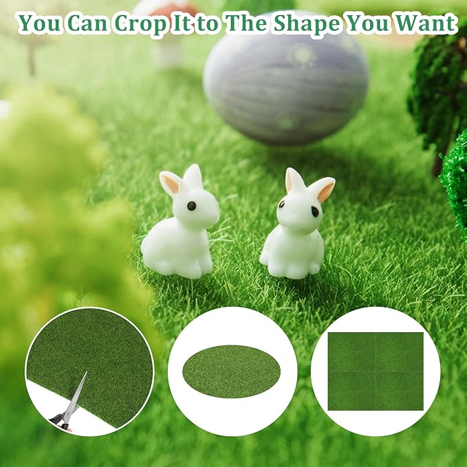 3 Pcs Fake Grass Mat, 10 X 12 Inch Miniature Fake Garden Grass, Grasses Mat for Craft Outdoor Decor Dollhouse DIY Ornament