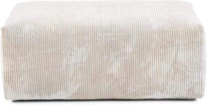 JACH 39.37" Oversized Ottoman Seater for Living Room, Deep Seat Extra Sofa Seater, Minimalist Chaise Ottoman, Modern Corduroy Ottomans for Living Room, Apartment, Beige ﻿