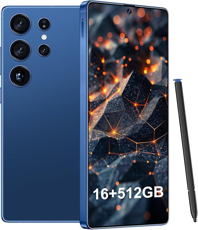 BDWJW I25 Ultra Smartphone 16GB+512GB Android 14 Smartphone, 6.99" FHD+ Display, 7000mAh Battery, 108MP+68MP Dual Camera, Built-in Pen Stylus, Fast Performance Large Memory (Blue)
