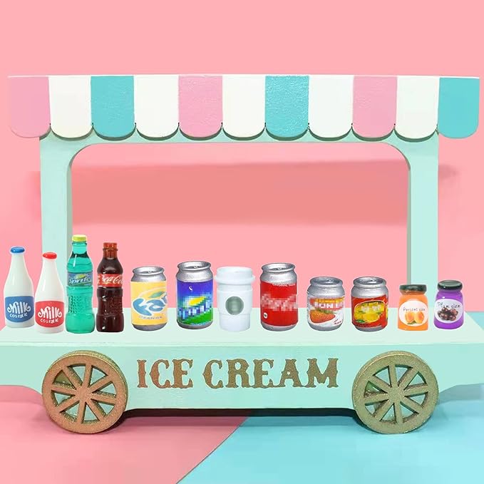 80 Pieces Mini Food Drinks Bottle Toys Pretend Food for Dollhouse Kitchen Accessories Mini Play Resin Food Toys