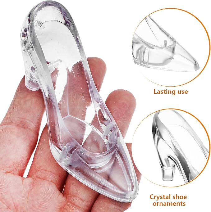 PRETYZOOM 12 Pcs Crystal Shoe Ornaments Clear High Heels Decorations Transparent Glass Slipper Figurines for Home Office Party Favors