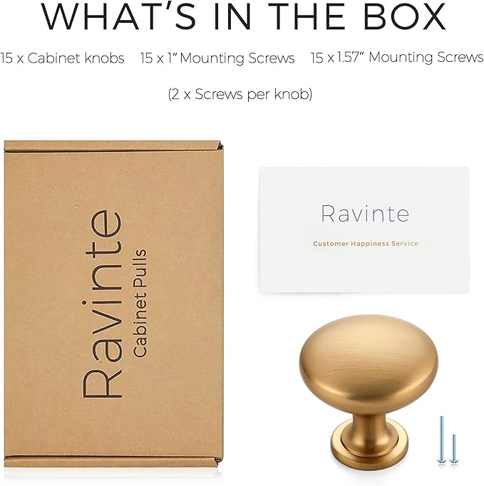 Ravinte 15 Pack Champagne Bronze Round Zinc Cabinet Knobs for Kitchen Bathroom Closet Dresser Cabinets